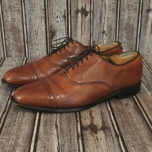Sz 10.5 D Allen Edmonds Byron Chili Brown Leather Cap Toe Oxford Dress Shoes
